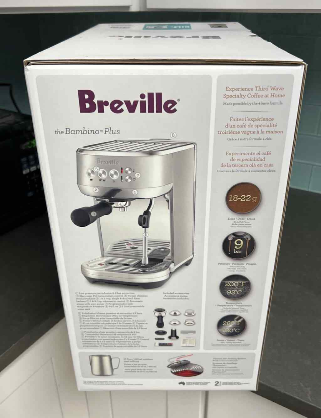 Breville Bambino Plus Manual Espresso Machine 9-Bar (Stainless