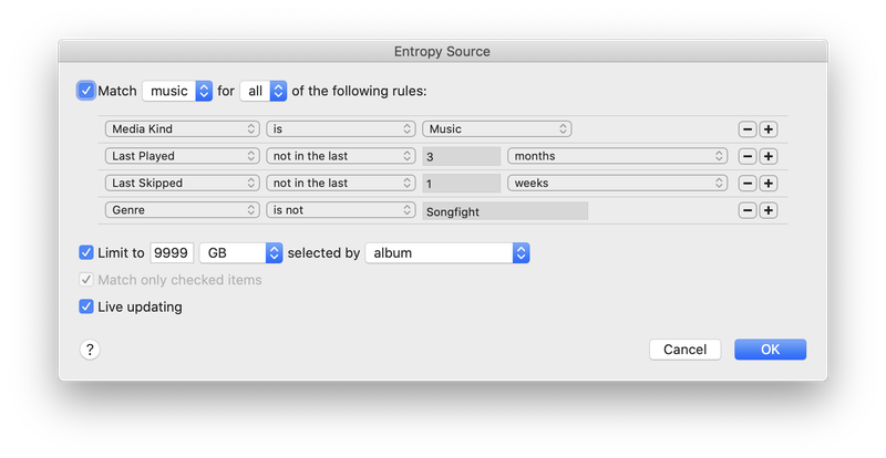 iTunes "entropy source" playlist